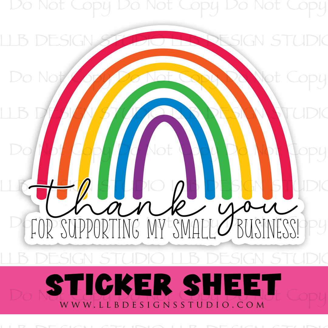Pride Rainbow Thank You | Packaging Stickers | Business Branding | Small Shop Stickers | Sticker #: S0399 | Ready To Ship