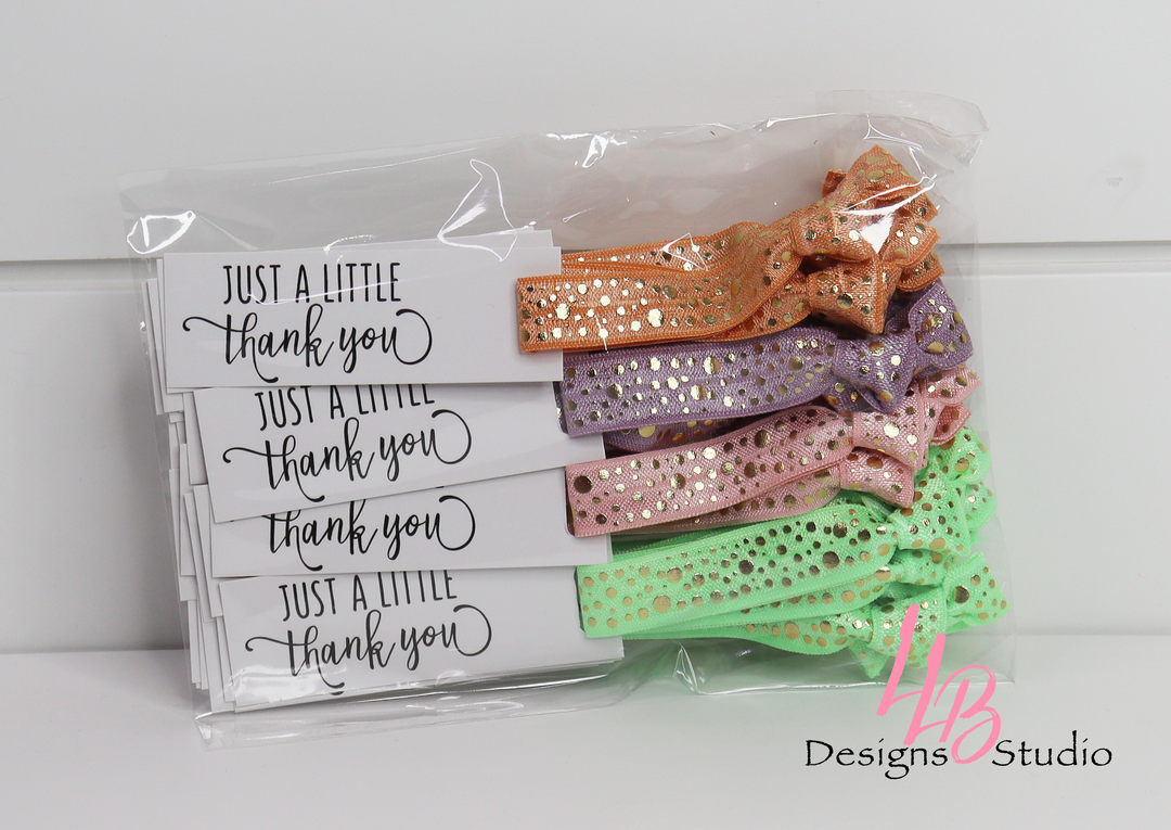 Spring Confetti Hair Ties and Just A Little Thank You Mini Cards l Mini Hair Tie Card  | 25 Hair Ties + Cards | SKU: HM60