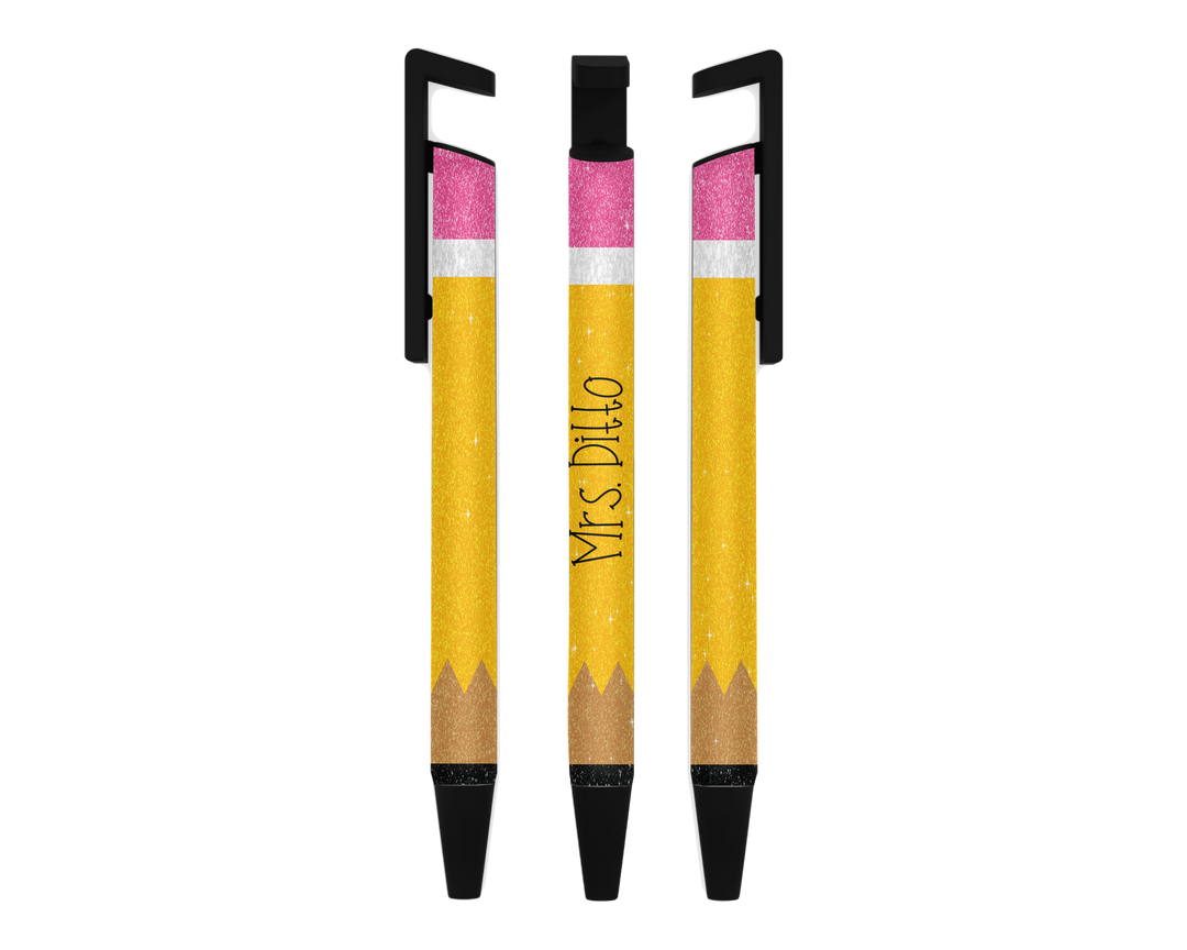 Sublimation Stationery Pen | Custom Pencil Teacher Name Pen l Clickable Pen | Black Ink | SKU # PEN106
