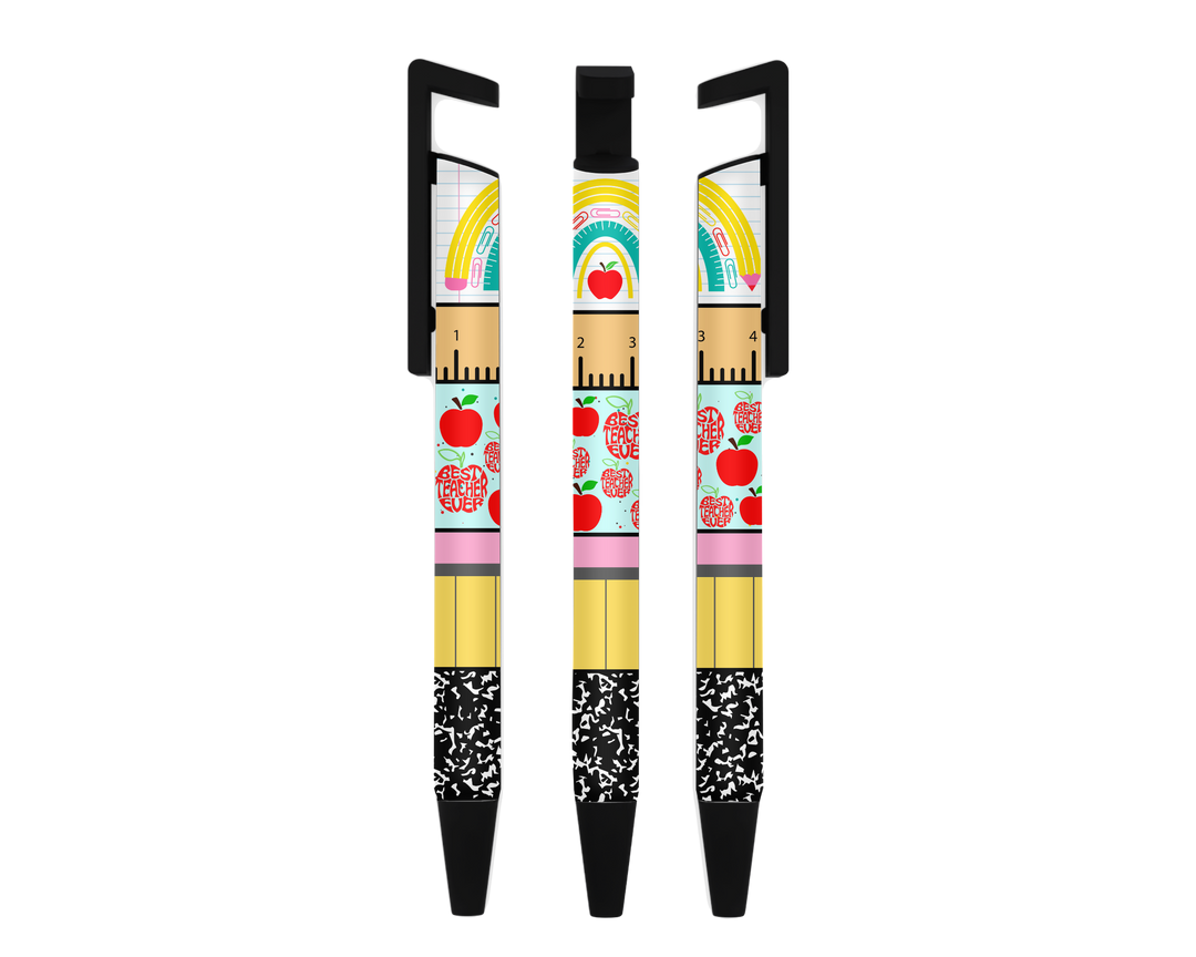 Sublimation Stationery Pen | Teacher Rainbow Ruler l Clickable Pen | Black Ink | SKU # PEN110