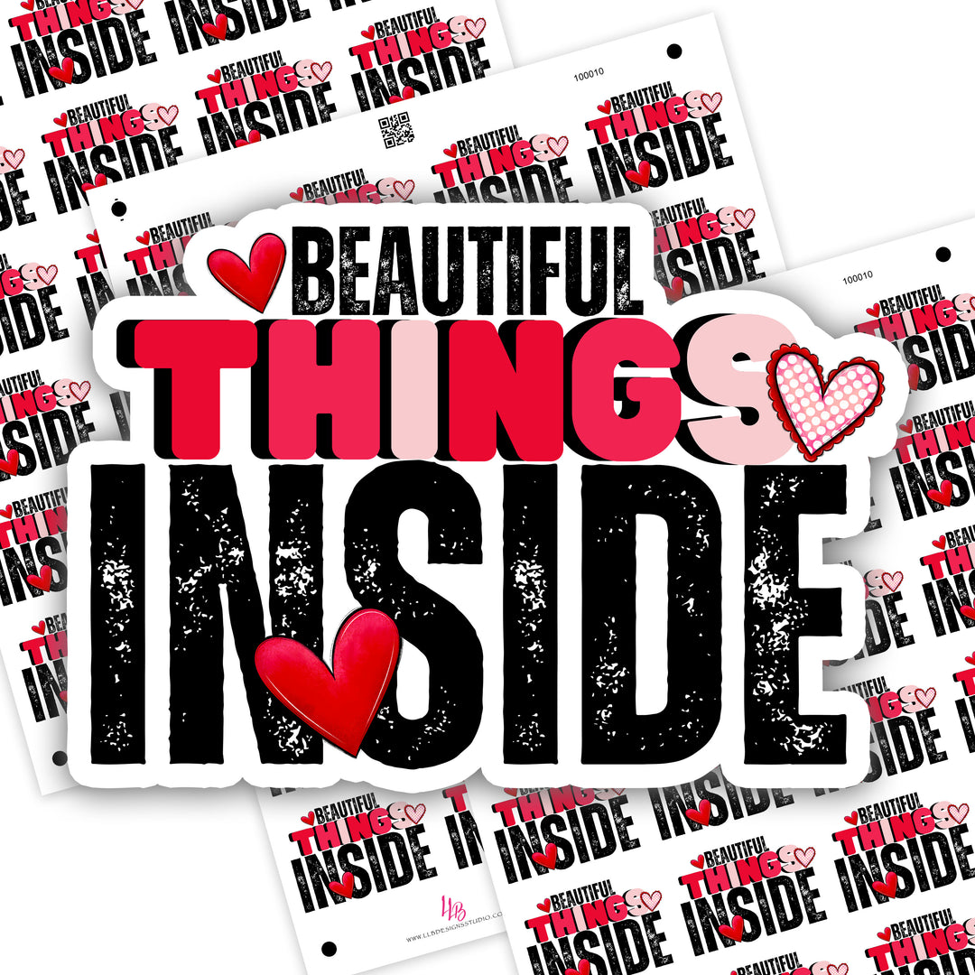 Beautiful Things Inside Heart, Packaging Stickers,  Small Shop Stickers , Sticker #: S0723, Ready To Ship