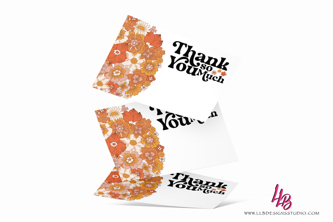 Thank You So Much, Retro Floral, Packaging Inserts - SIZE 4 X 6 INCHES | Card Number: TY114 | Ready To Ship