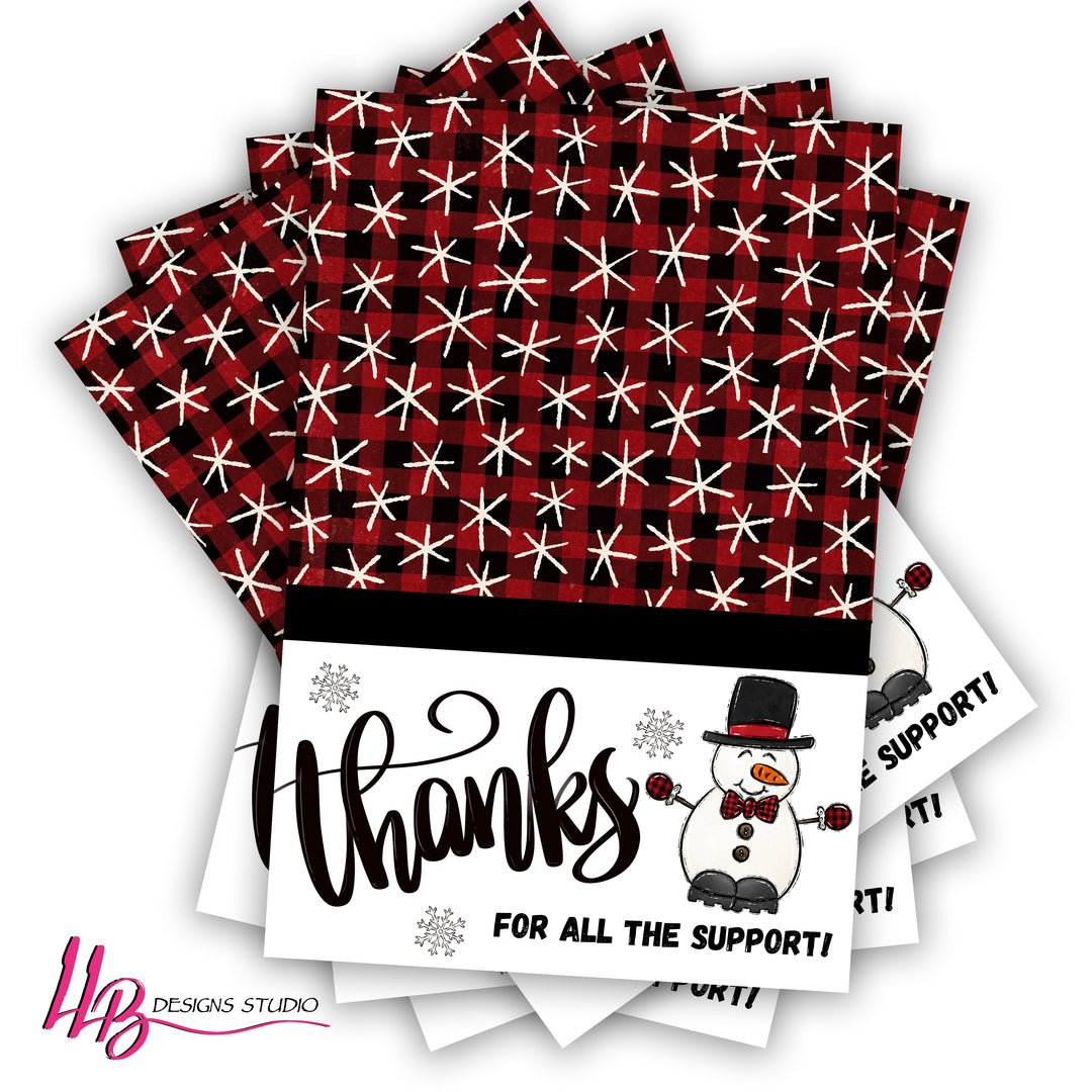 Thanks For All the Support, Snowman Plaid, Packaging Inserts - SIZE 4 X 6 INCHES | Card Number: TY111 | Ready To Ship