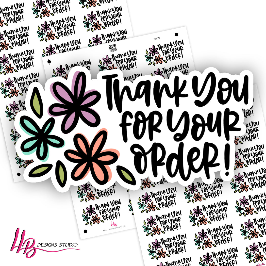 Daisy Thank You For Your Order,  Small Shop Stickers , Sticker #: S0741, Ready To Ship