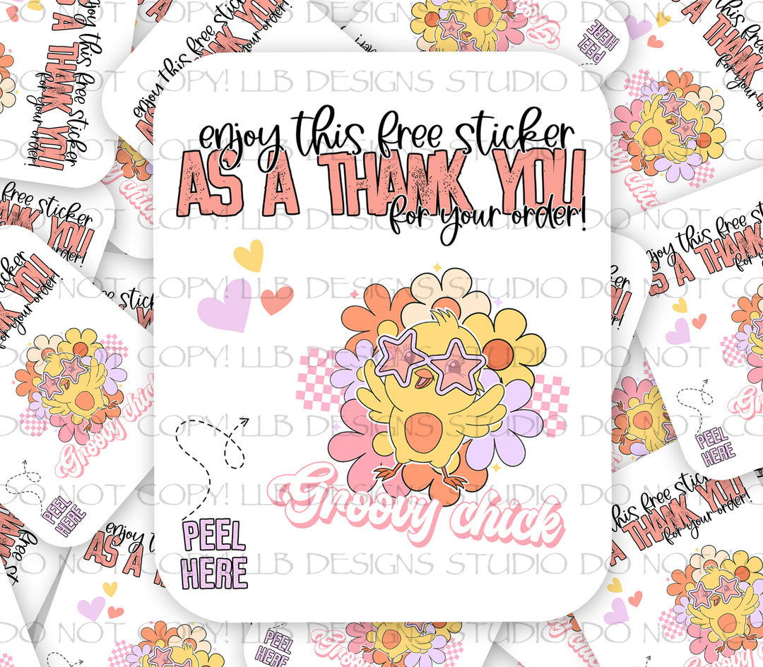 Grovy Chicks - Vinyl Peel Off Stickers, Package Fillers, Business Branding, Small Shop Vinyl, Tumbler Decal, Laptop Sticker, Window Sticker,