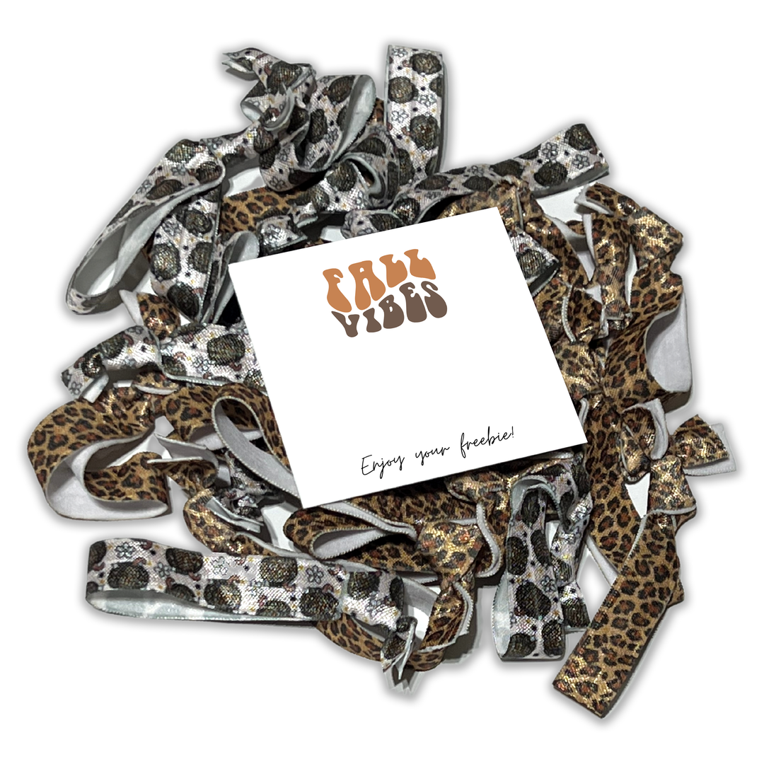 Groovy Pumpkin Cheetah Mix Pack Of Hair Ties +  Fall Vibes Hair Tie Card