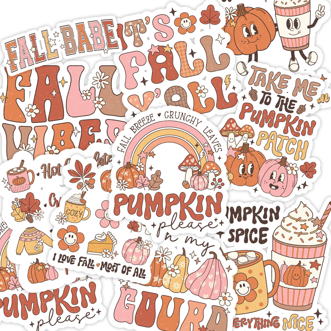 Mix Fall Pumpkin Spice Pack, Package Fillers, Business Branding, Small Shop Vinyl, Tumbler Decal, Laptop Sticker, Window Sticker,