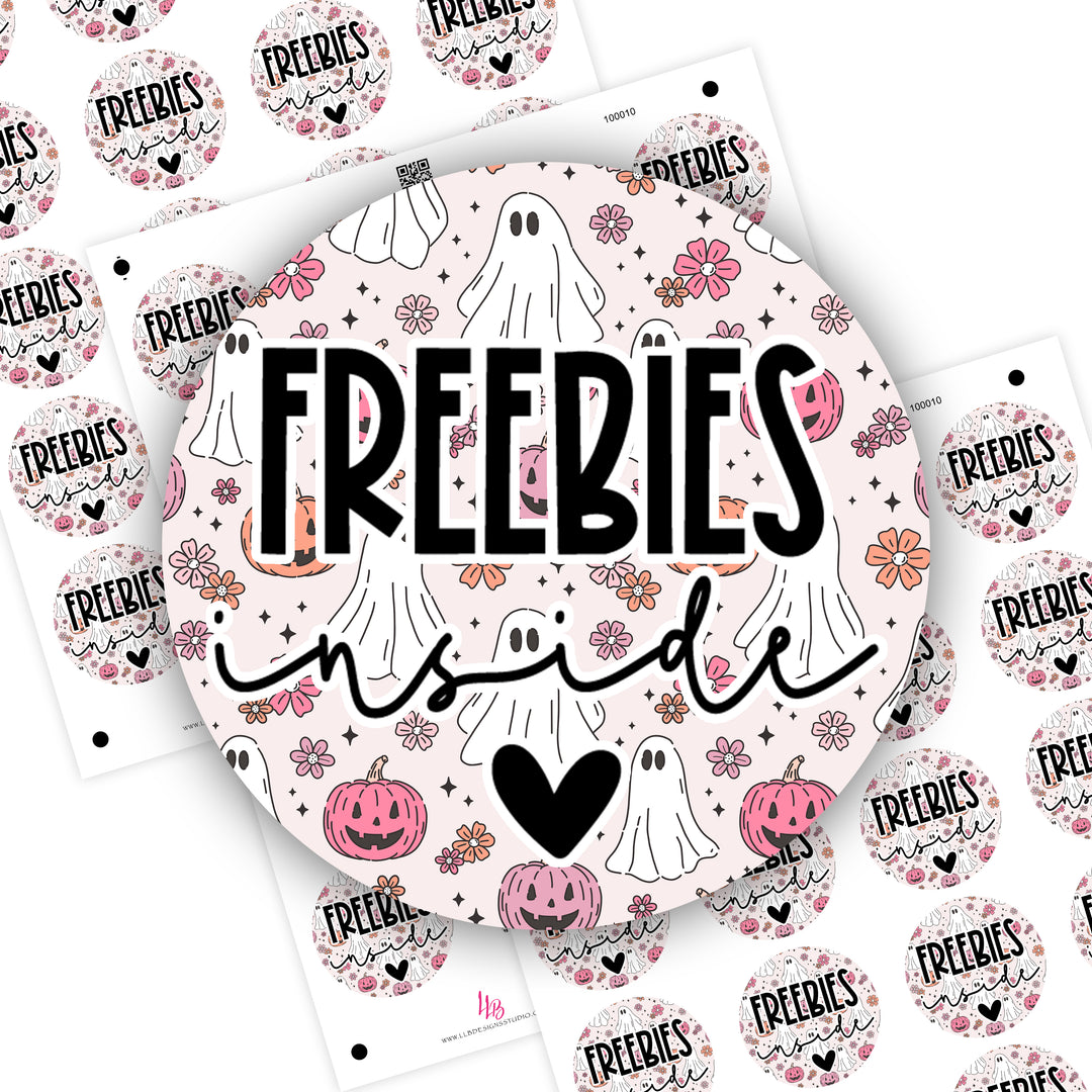 Spooky Ghost Freebies Inside, Business Branding, Small Shop Stickers , Sticker #: S0644, Ready To Ship