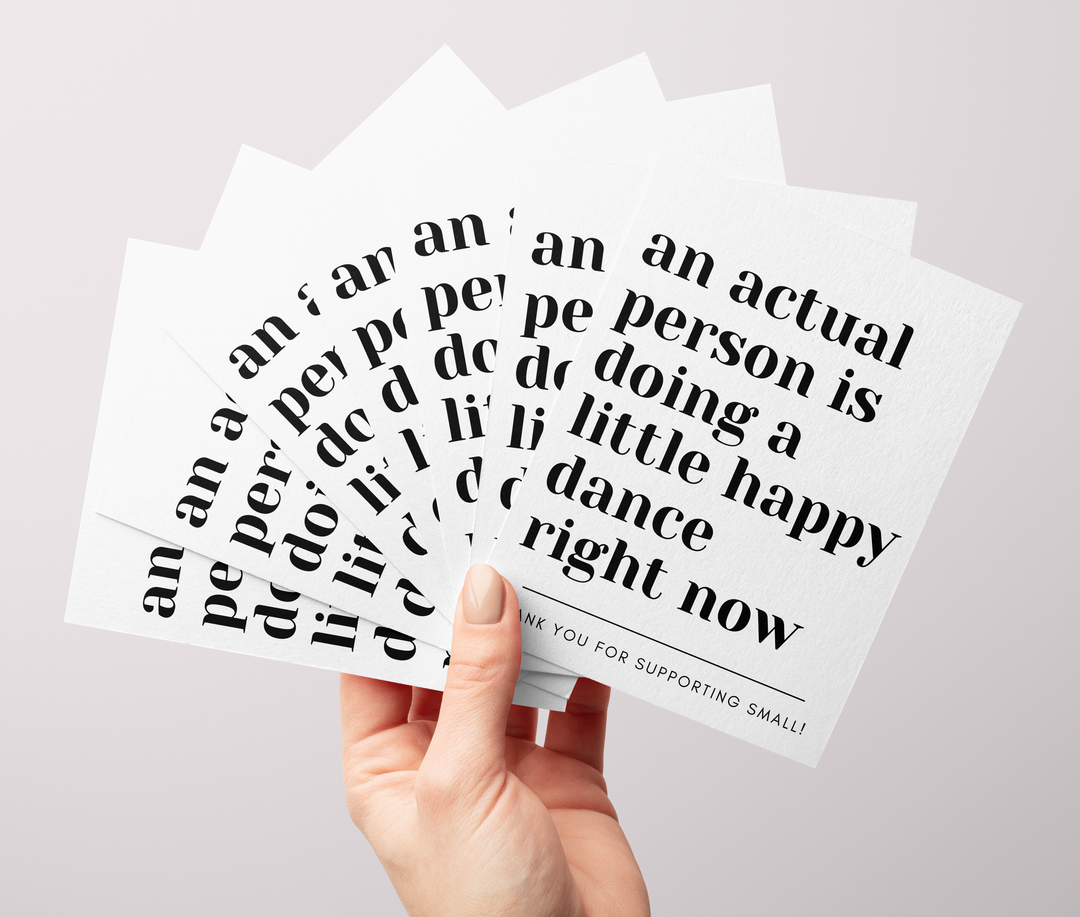 Packaging Insert  | Happy Dance  | SIZE 4 X 3 INCHES | Card Number: TY05 | Ready To Ship