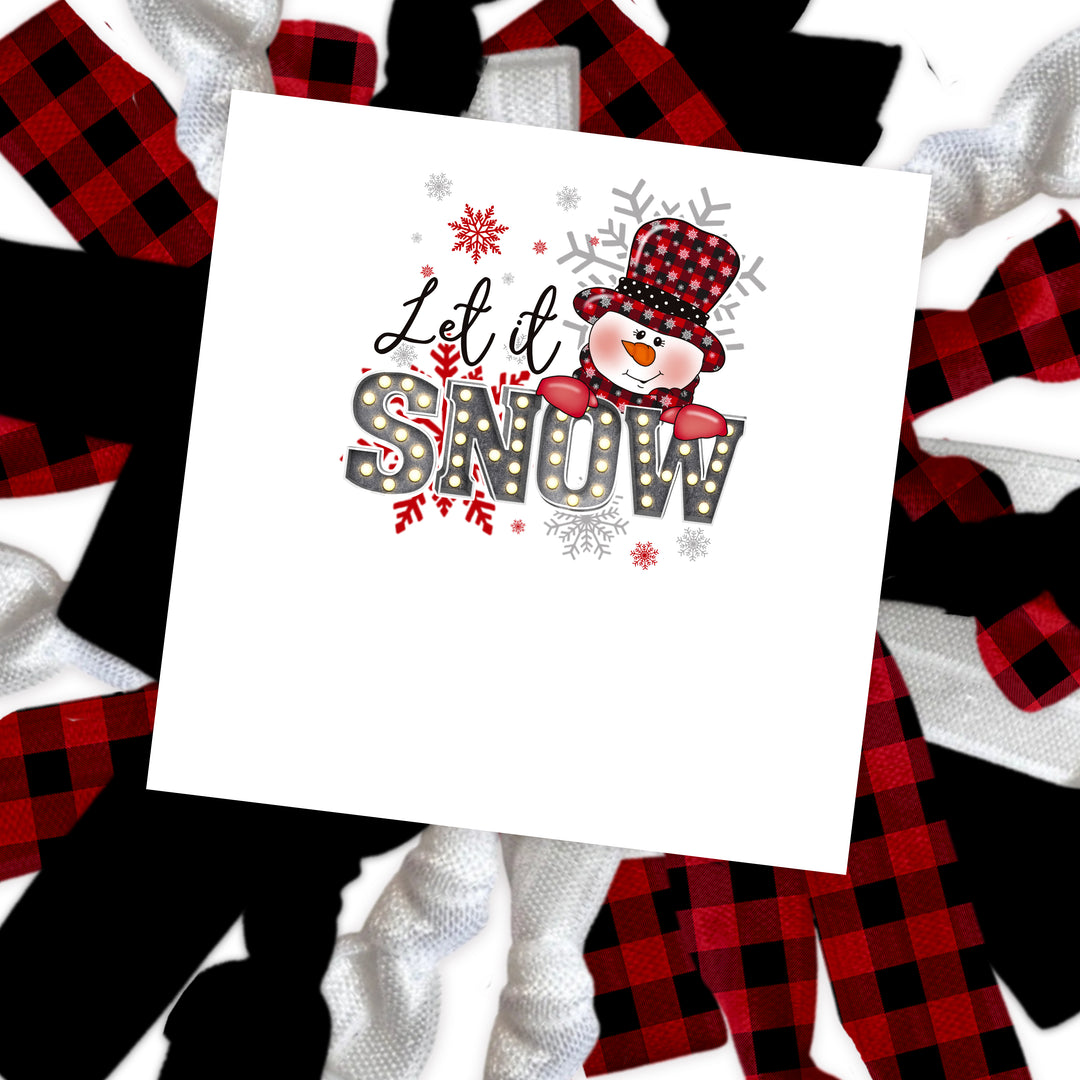 Buffalo Plaid Glitter Mix Pack Of Hair Ties +  Let It Snow Hair Tie Card