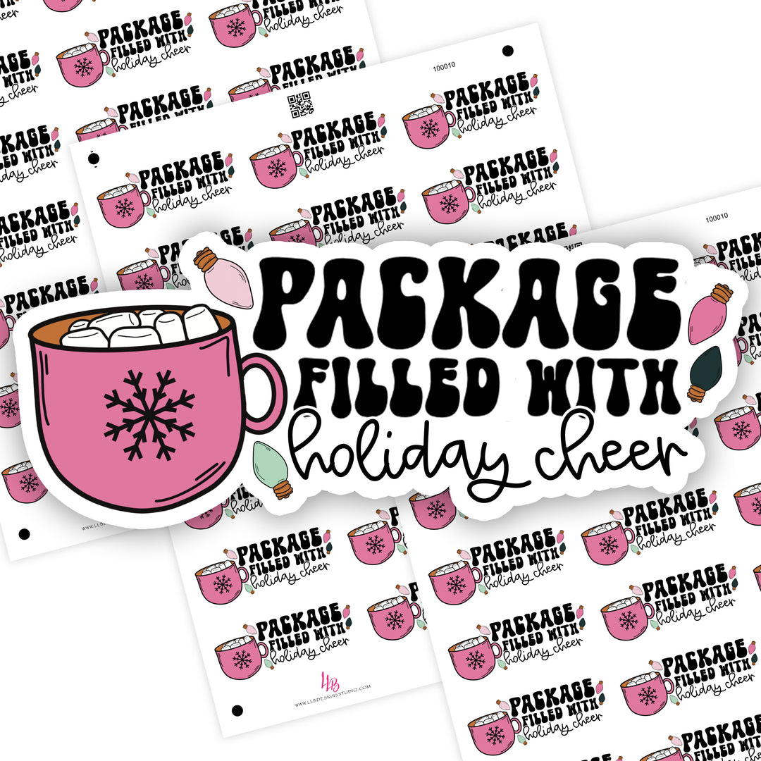 Package Filled With Holiday Cheer -  Business Branding, Small Shop Stickers , Sticker #: S0662, Ready To Ship