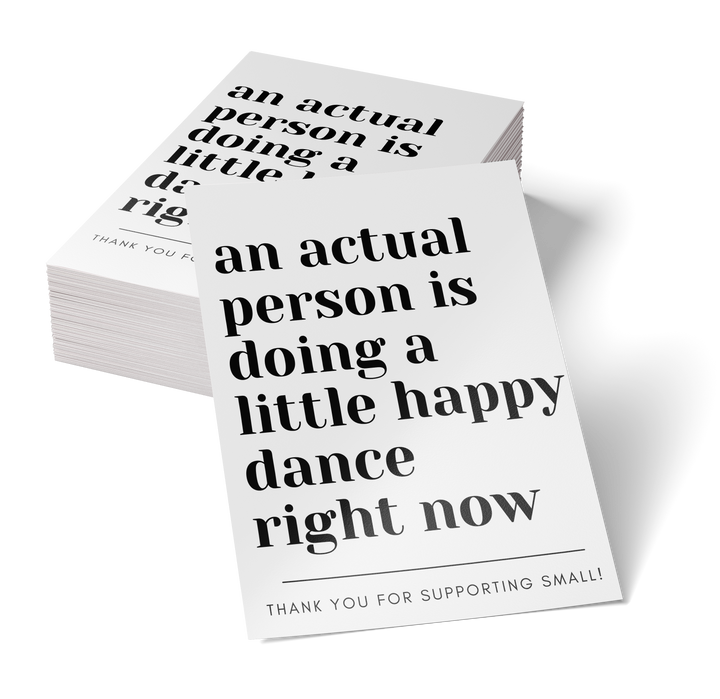 Packaging Insert  | Happy Dance  | SIZE 4 X 3 INCHES | Card Number: TY05 | Ready To Ship