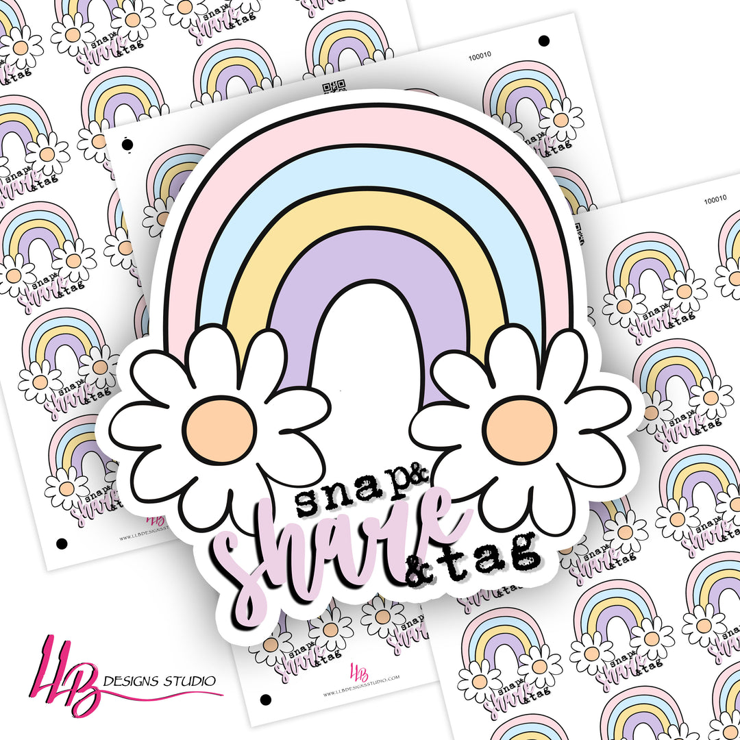Daisy Rainbow - Snap & Share & Tag,  Small Shop Stickers , Sticker #: S0743, Ready To Ship