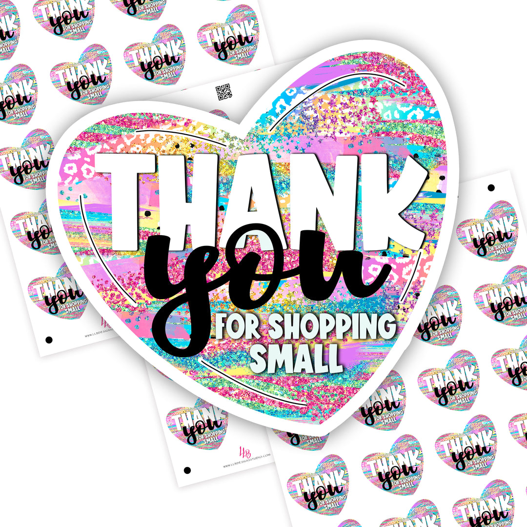 Neon Heart Thank You, Small Shop Stickers , Sticker #: S0715, Ready To Ship