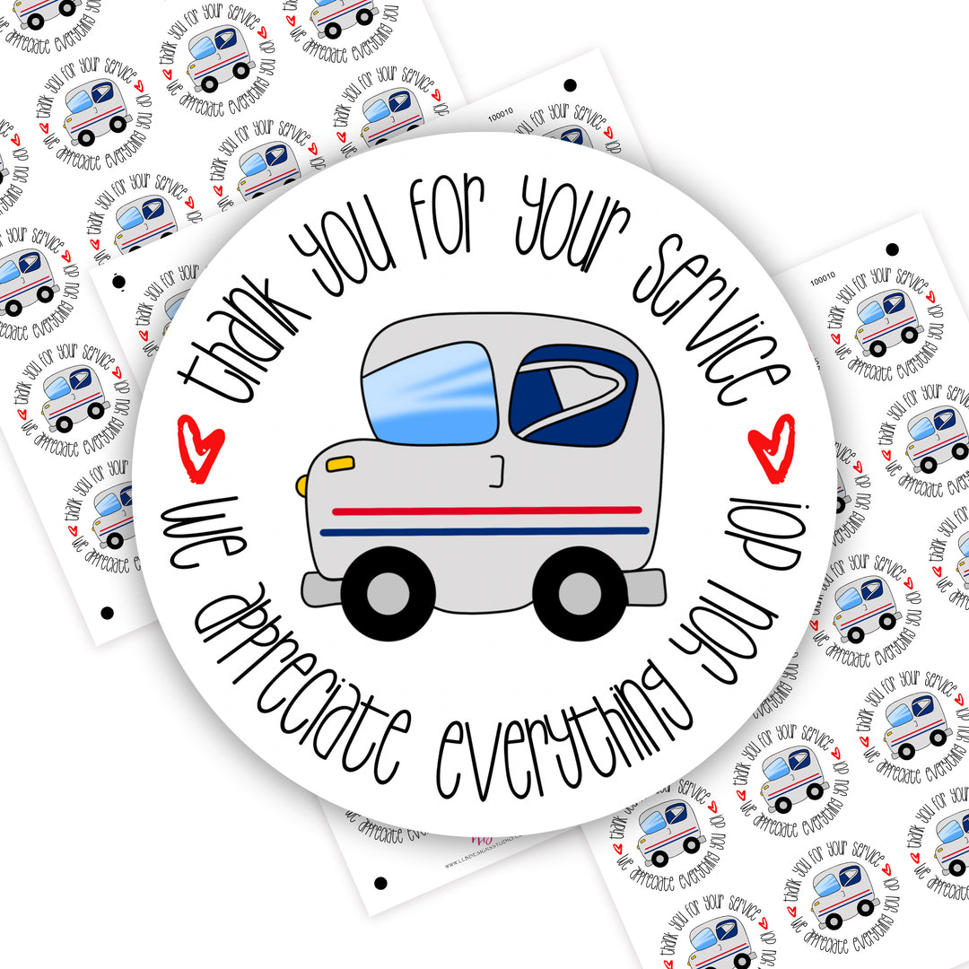 USPS - Thank You For Your Service, Small Shop Stickers , Sticker #: S0697, Ready To Ship