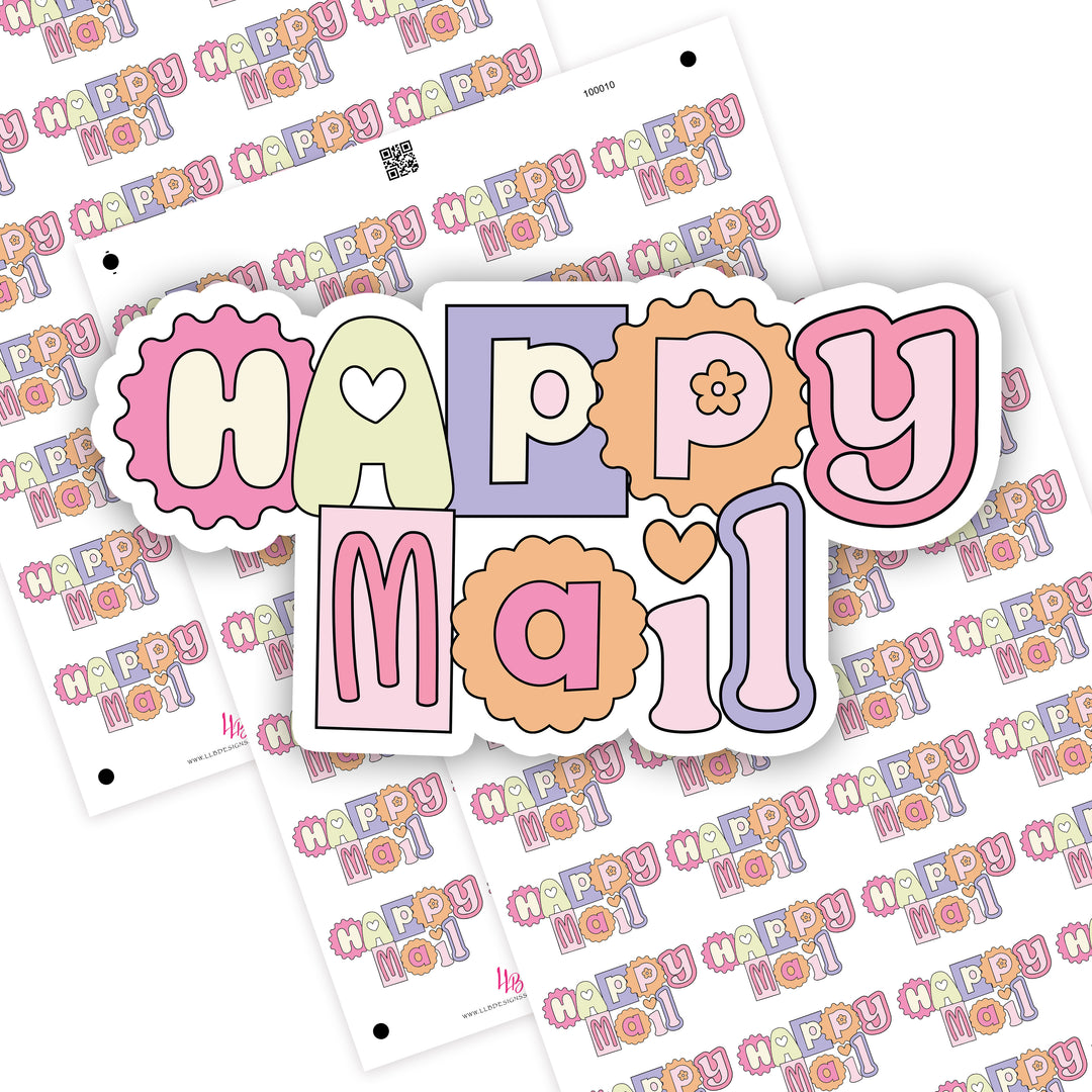 Happy Mail, Small Shop Stickers , Sticker #: S0705, Ready To Ship