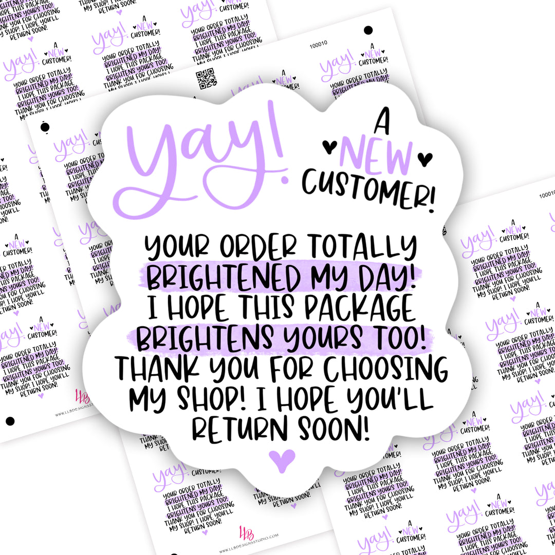 Purple - Yay!! New Customer Sticker, Small Shop Stickers , Sticker #: S0685, Ready To Ship