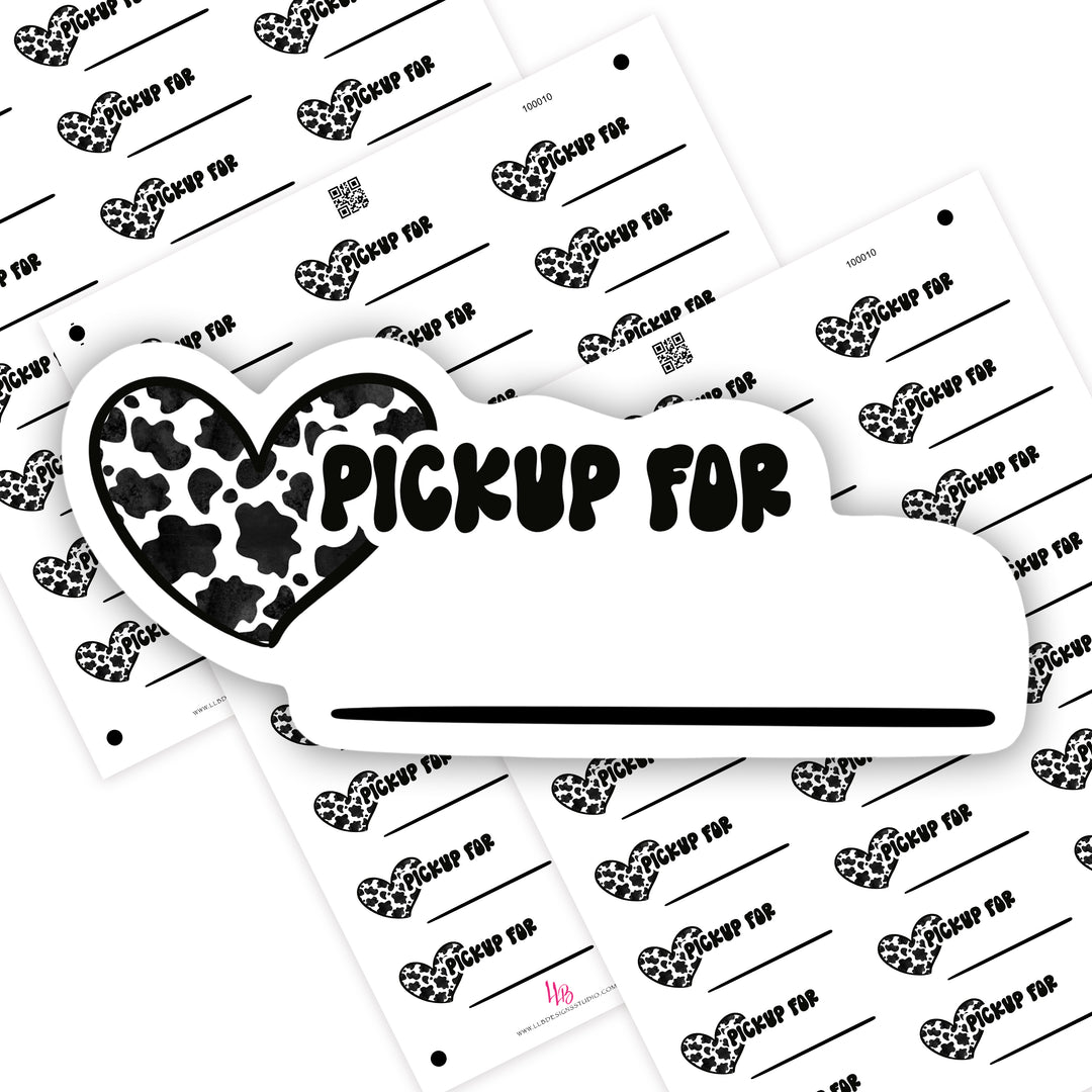 B&W Leopard Heart Pickup Forl, Small Shop Stickers , Sticker #: S0692, Ready To Ship