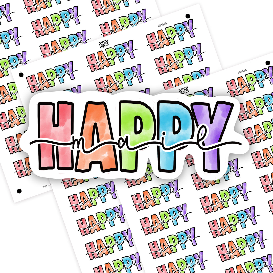 Happy Mail Colorful, Small Shop Stickers , Sticker #: S0691, Ready To Ship
