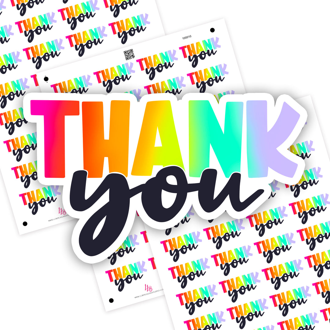 Bright Colors Thank You, Small Shop Stickers , Sticker #: S0714, Ready To Ship