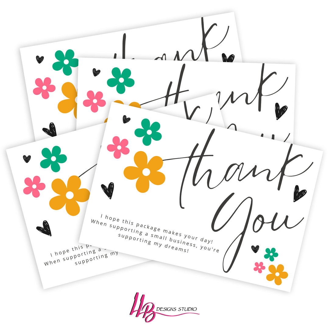 Daisy - Thank You Packaging Insert, I hope this package makes your da,  Daisy Heart Theme - Packaging Inserts - SIZE 4 X 6 INCHES | Card Number: TY116 | Ready To Ship