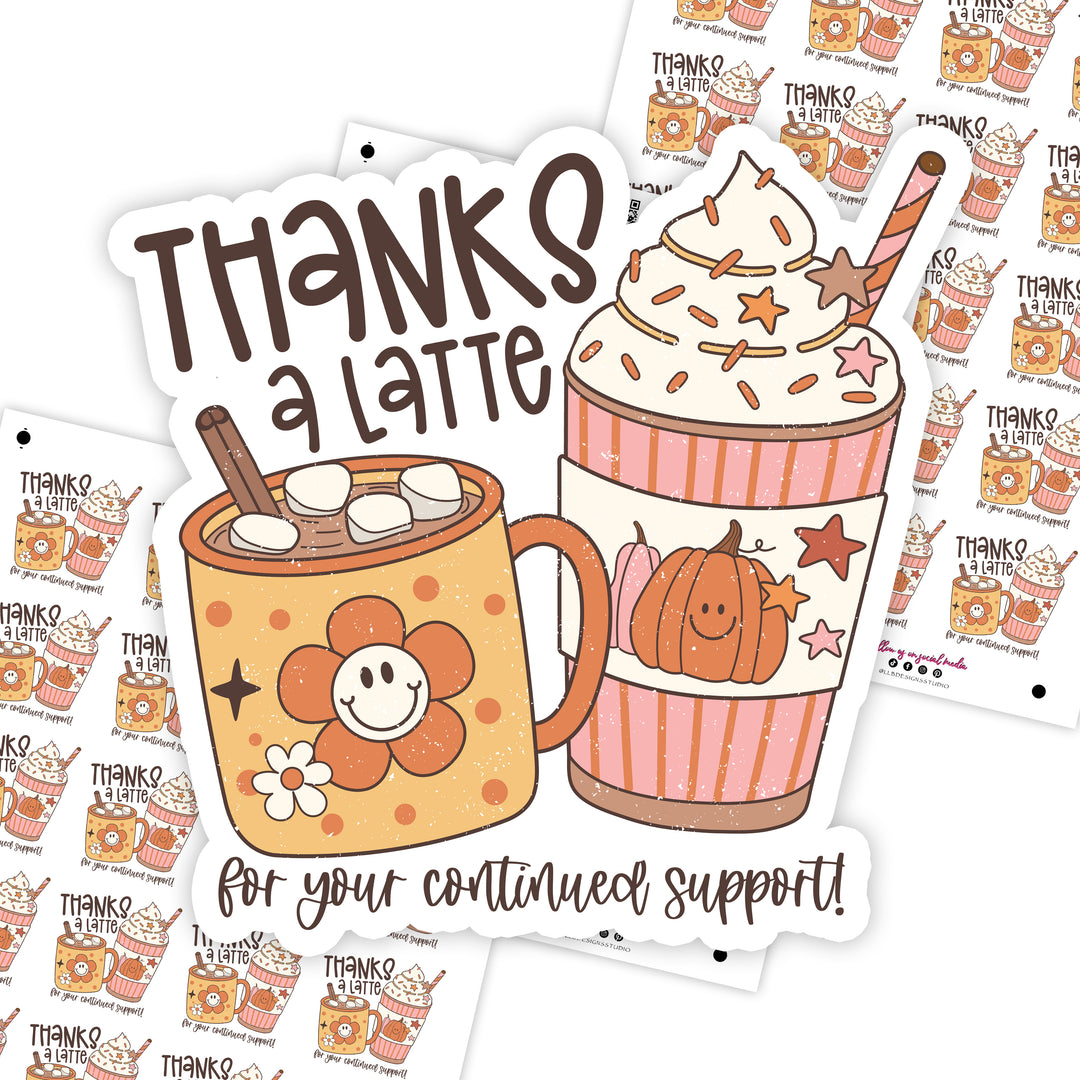 Thanks A Latte, Business Branding, Small Shop Stickers , Sticker #: S0636, Ready To Ship