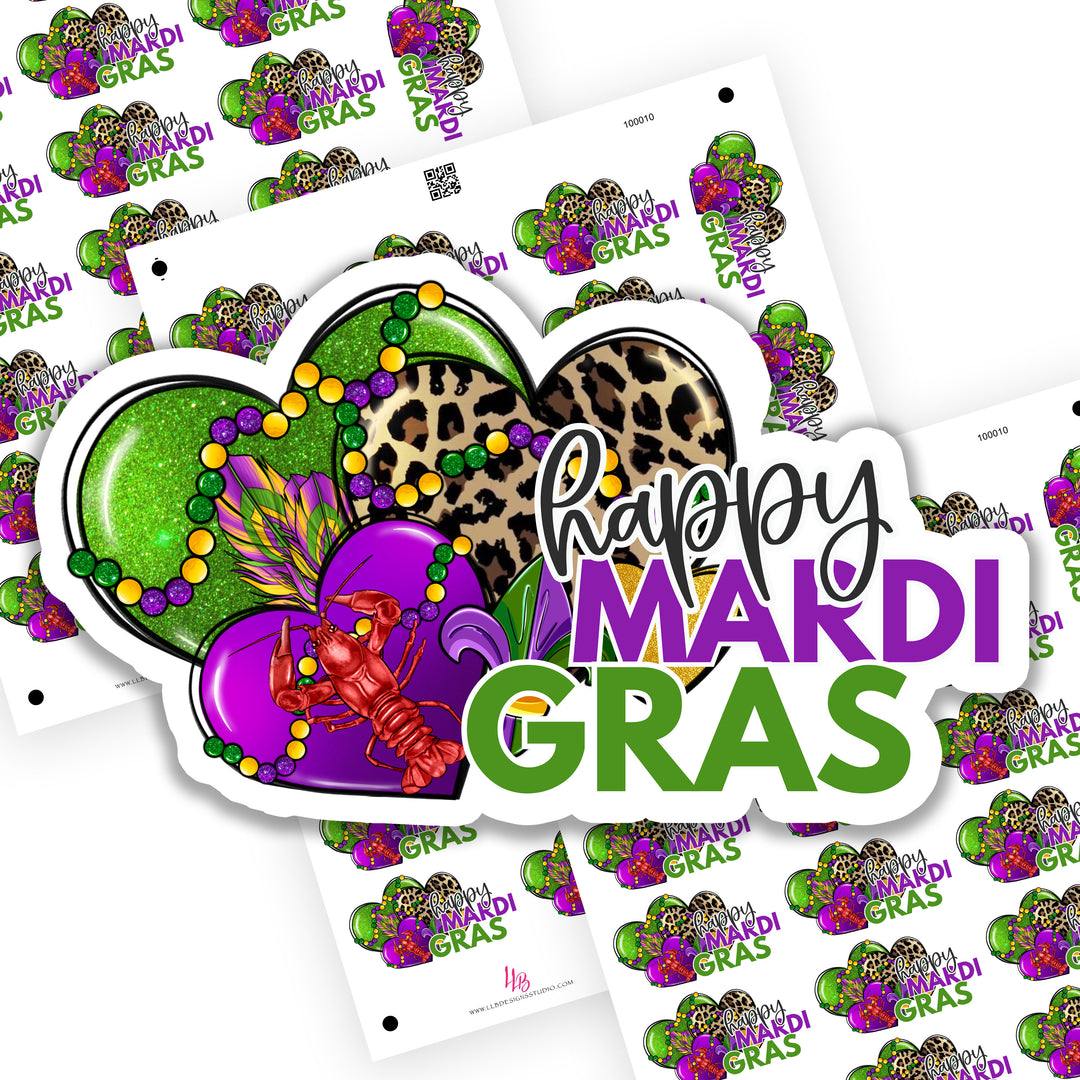 Happy Mardi Gras, Packaging Stickers,  Small Shop Stickers , Sticker #: S0726, Ready To Ship