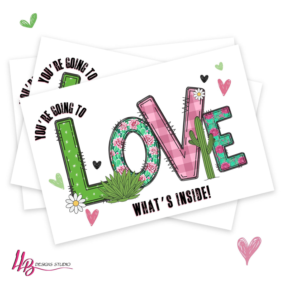 You're Going To Love What's Inside - Cactus Love Theme - Packaging Inserts - SIZE 4 X 6 INCHES | Card Number: TY117 | Ready To Ship