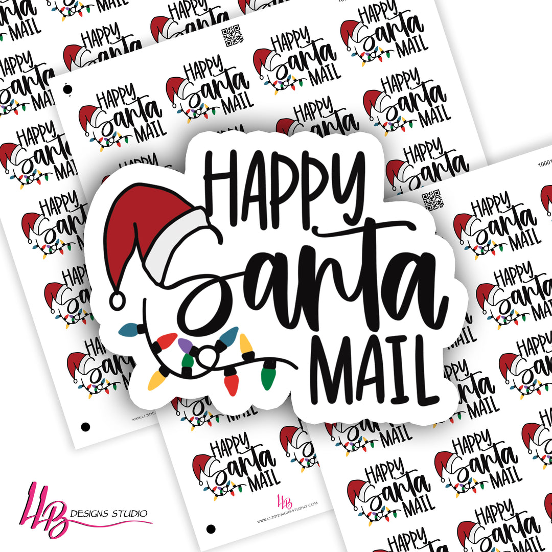 Happy Santa Mail -  Business Branding, Small Shop Stickers , Sticker #: S0658, Ready To Ship