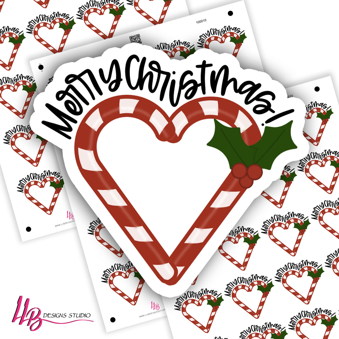 Candy Cane Heart -  Business Branding, Small Shop Stickers , Sticker #: S0653, Ready To Ship