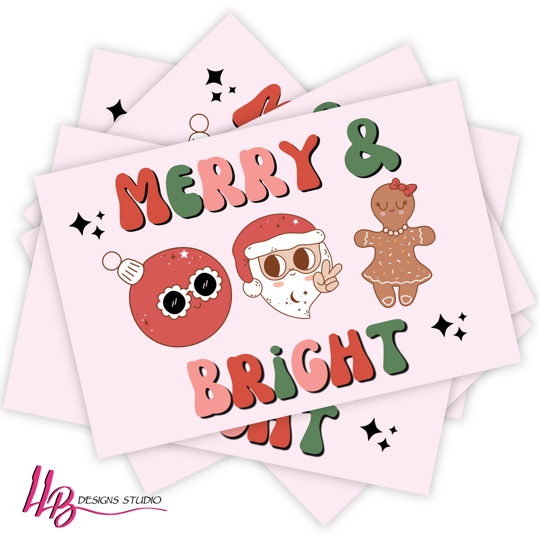 Merry & Bright Packaging Inserts - SIZE 4 X6 INCHES | Card Number: TY107 | Ready To Ship