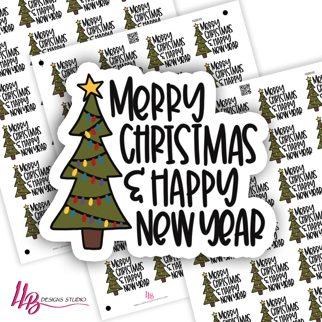 Merry Christmas And Happy New Year -  Business Branding, Small Shop Stickers , Sticker #: S0659, Ready To Ship