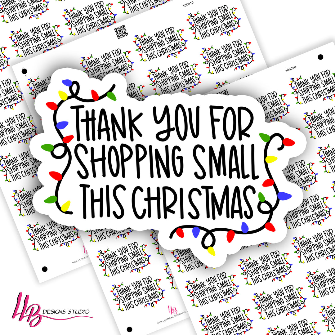 Thank You Christmas Lights  -  Business Branding, Small Shop Stickers , Sticker #: S0655, Ready To Ship