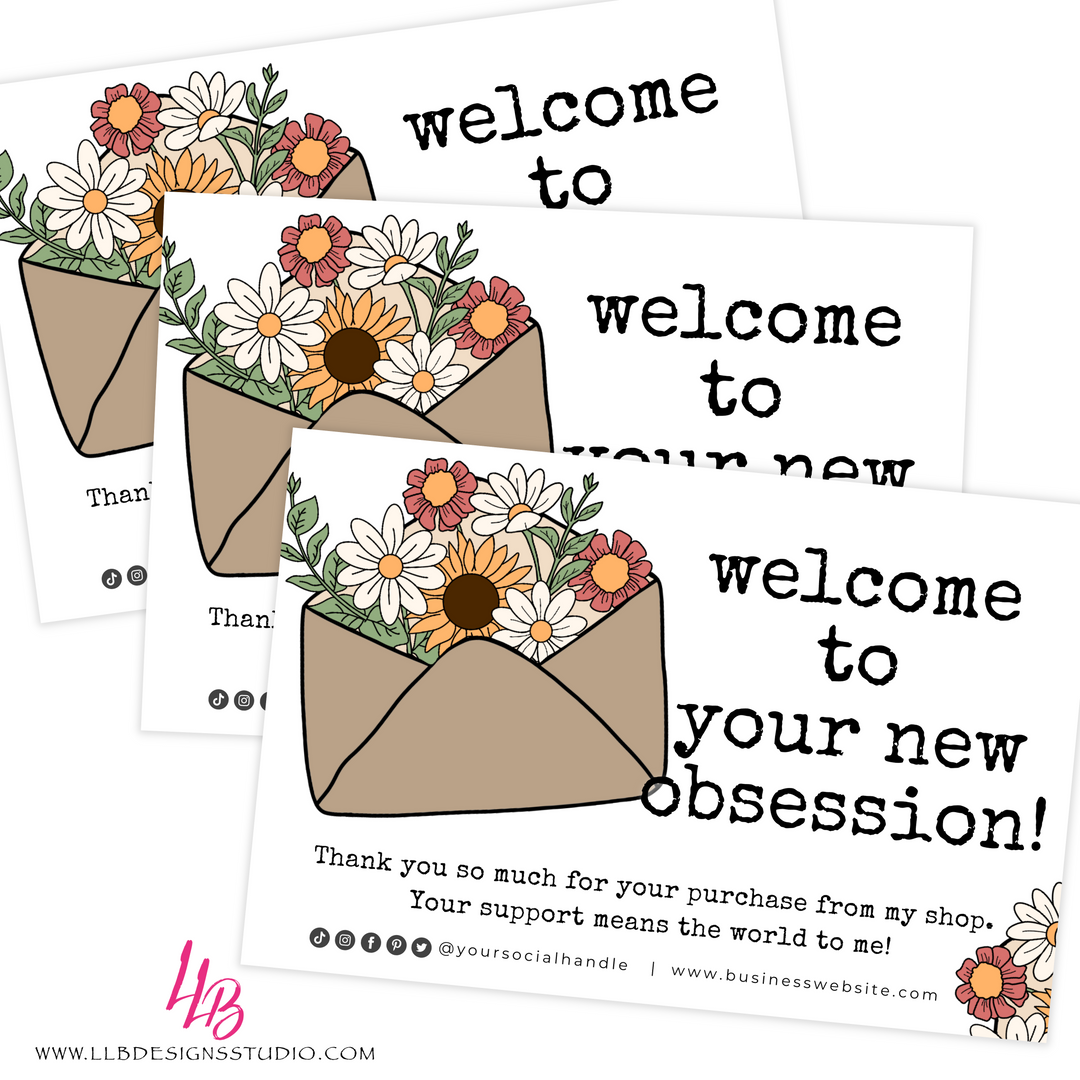 CUSTOM PACKAGING INSERT | Welcome To Your New Obsession | SIZE 4 X 6 INCHES | CARD NUMBER: TY94-CUSTOM