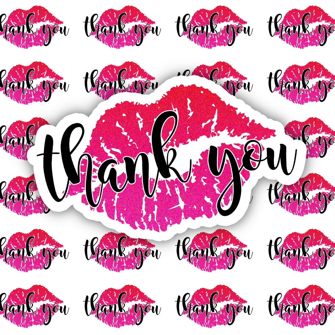 Thank You Lips  | Packaging Stickers | Business Branding | Small Shop Stickers | Sticker #: S0526 | Ready To Ship