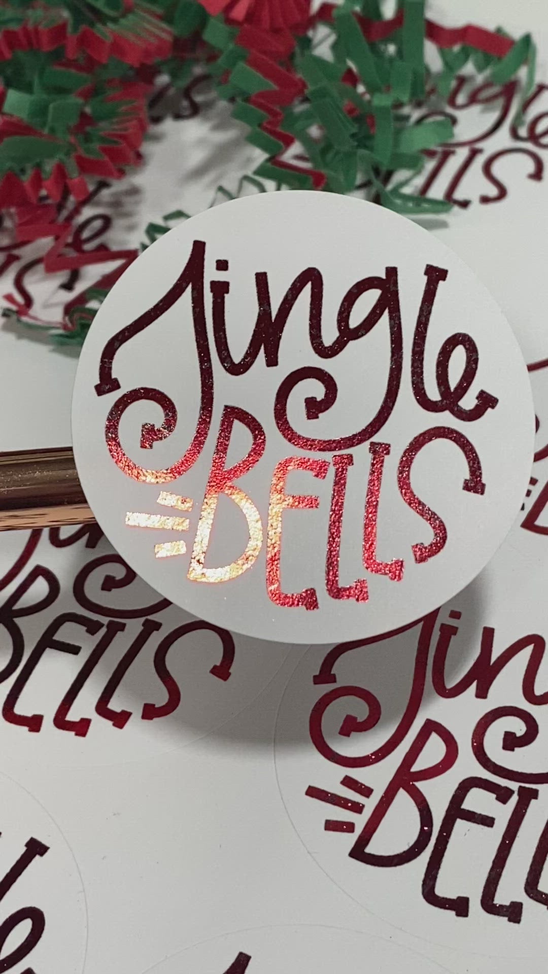 Foil Jingle Bells |  Packaging Stickers | Business Branding | Small Shop Stickers | Sticker #: S0151 | Ready To Ship