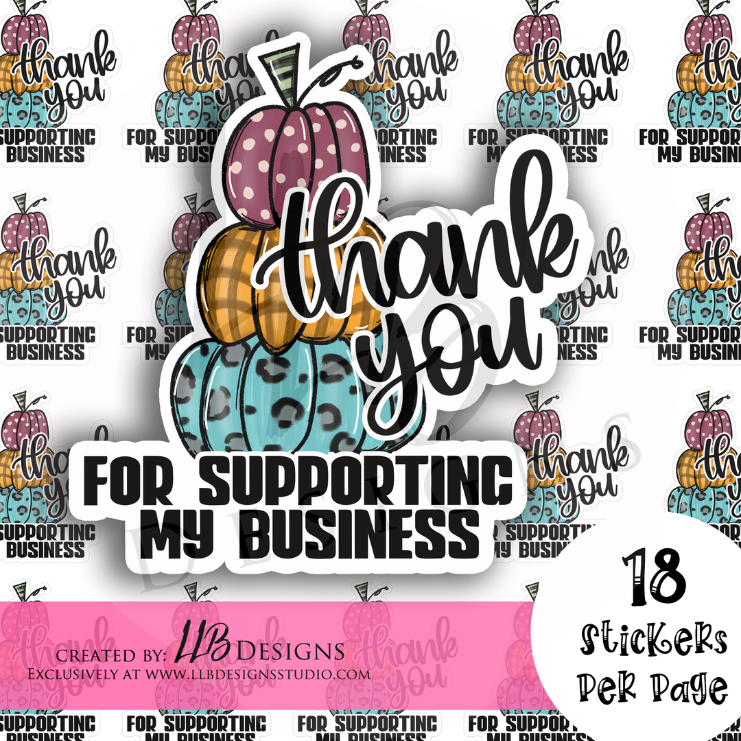 3 Pumpklin Thank You For Supporitng My Small Business |  Packaging Stickers | Business Branding | Small Shop Stickers | Sticker #: S0212  Ready To Ship