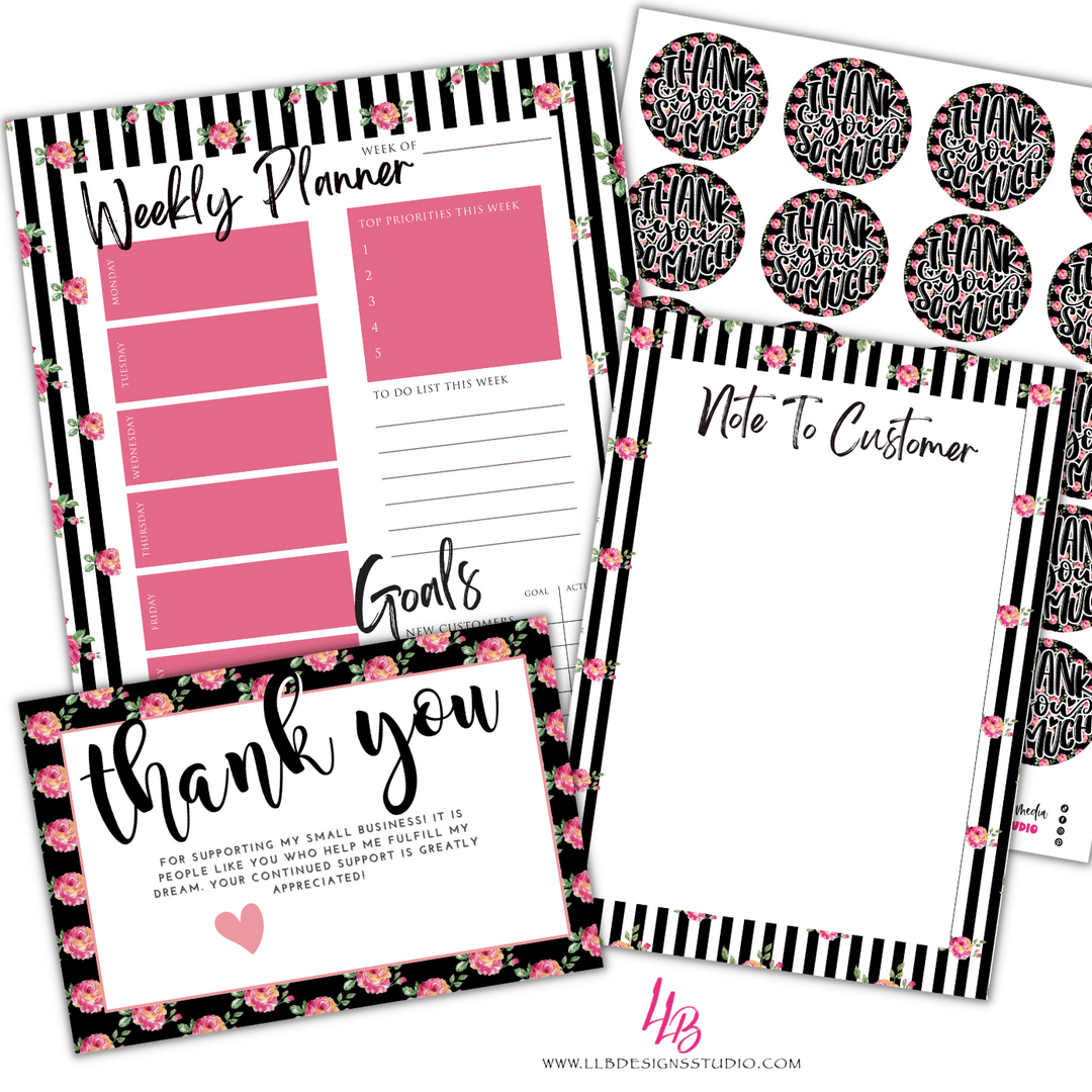 NON-Custom Taco Tuesday - Pink Floral Business Bundle Notepad Set
