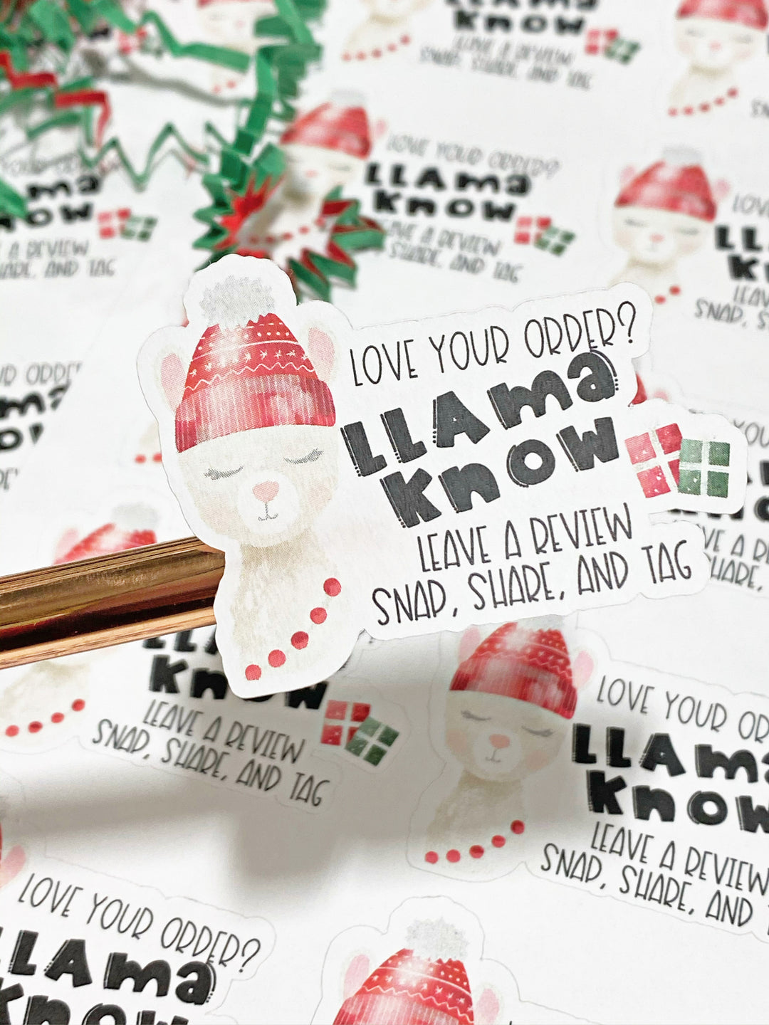 Holiday Llama Know You Love This | Packaging Stickers | Business Branding | Small Shop Stickers | Sticker #: S0096 | Ready To Ship