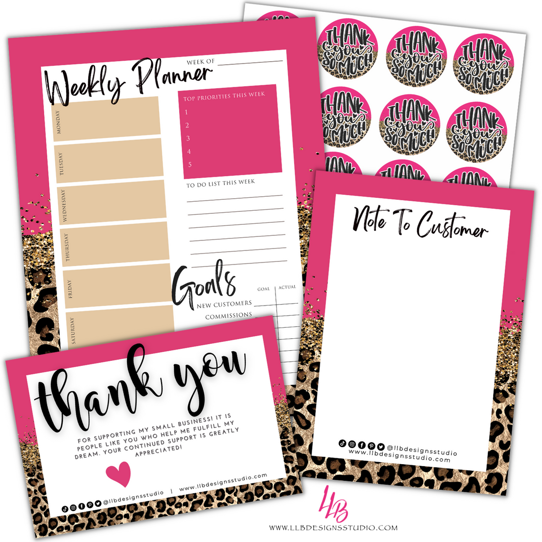 Custom Taco Tuesday - Pink Cheetah Business Bundle Notepad Set