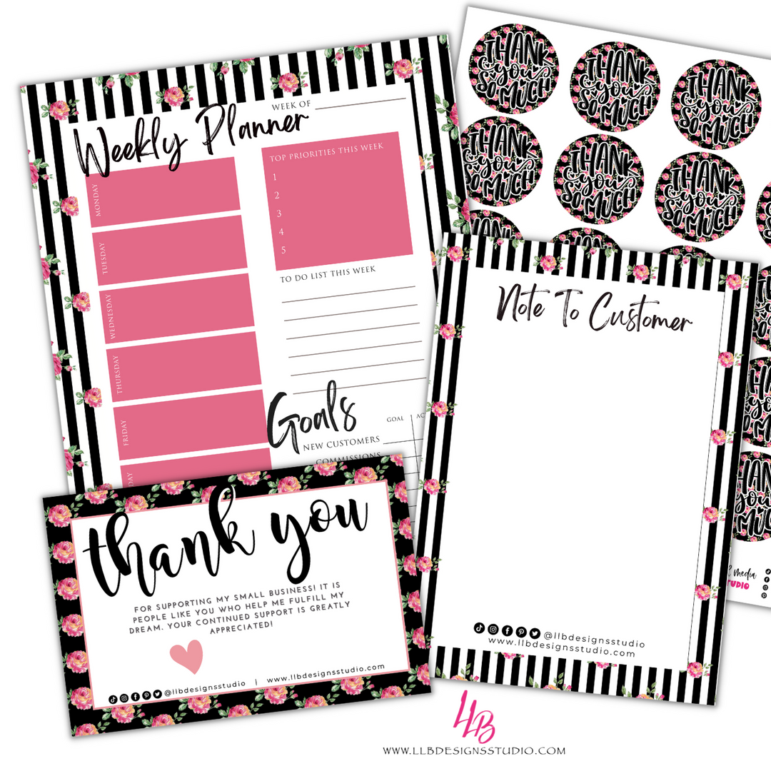 Custom Taco Tuesday - Pink Floral Business Bundle Notepad Set
