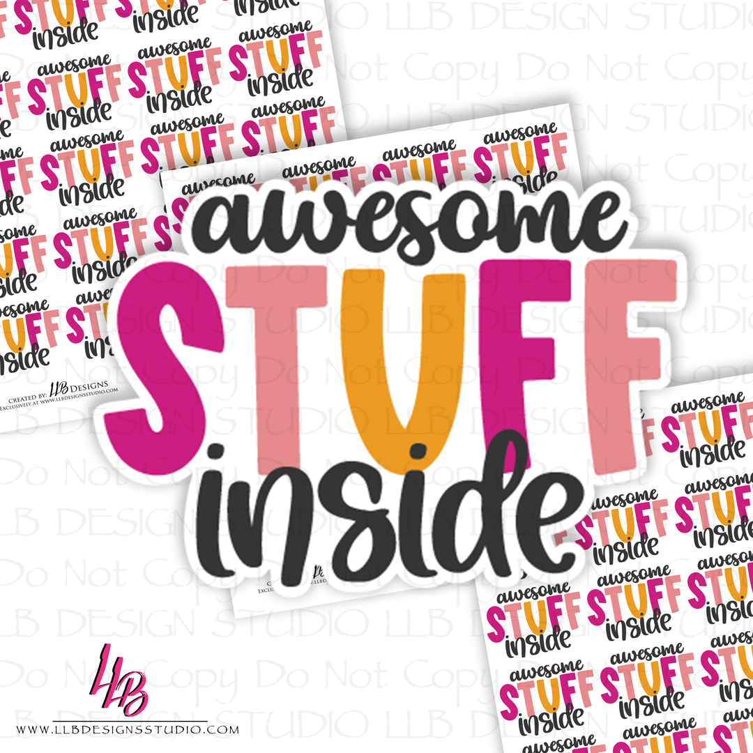 Awesome Stuff Inside, Packaging Stickers, Business Branding, Small Shop Stickers , Sticker #: S0553, Ready To Ship