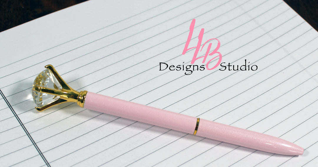 Stationary Pen | Baby Pink Shimmer Diamond Pen | Black Ink | SKU # PEN14