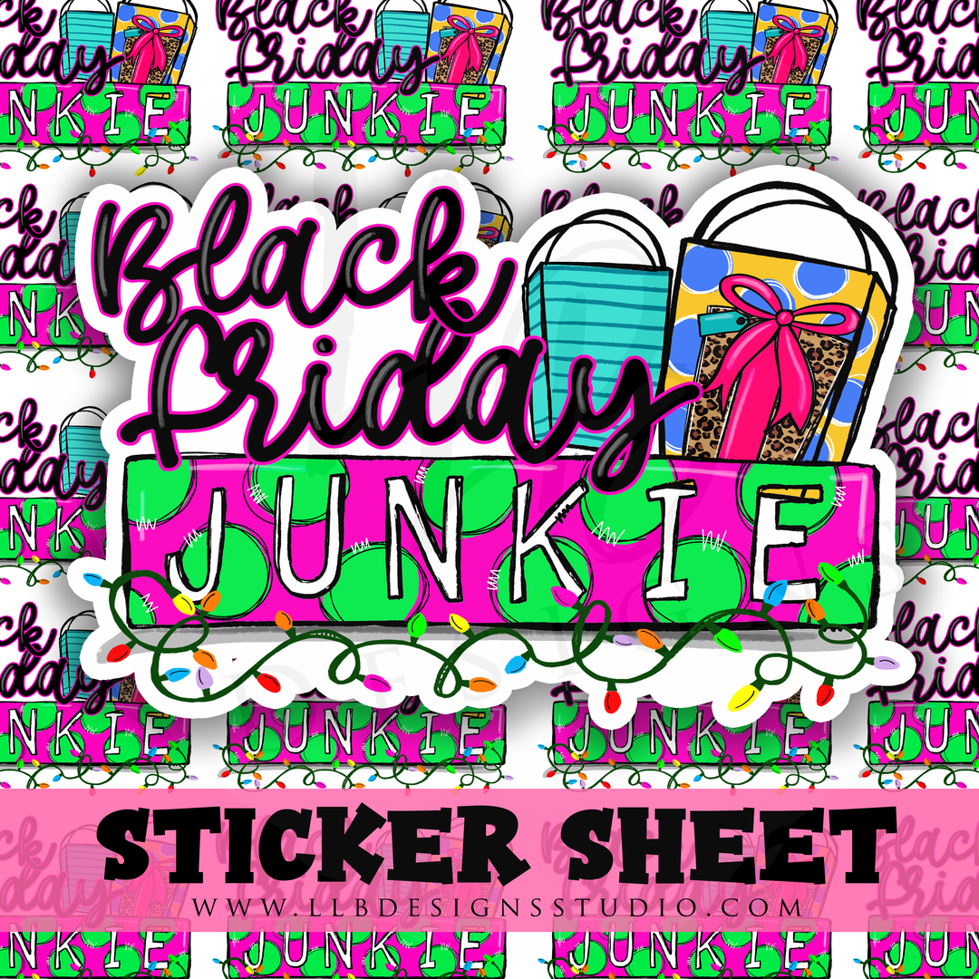 Black Friday Junkie |  Packaging Stickers | Business Branding | Small Shop Stickers | Sticker #: S0284 | Ready To Ship