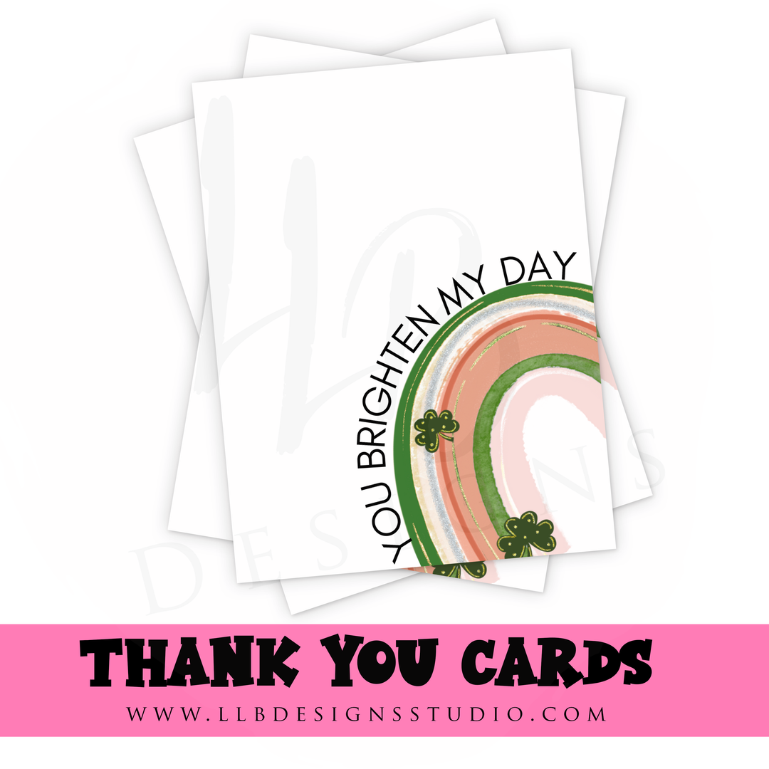 Packaging Insert  | You Brighten My Day | Shamrock Rainbow |  SIZE 3 X 4 INCHES | Card Number: TY31 | Ready To Ship