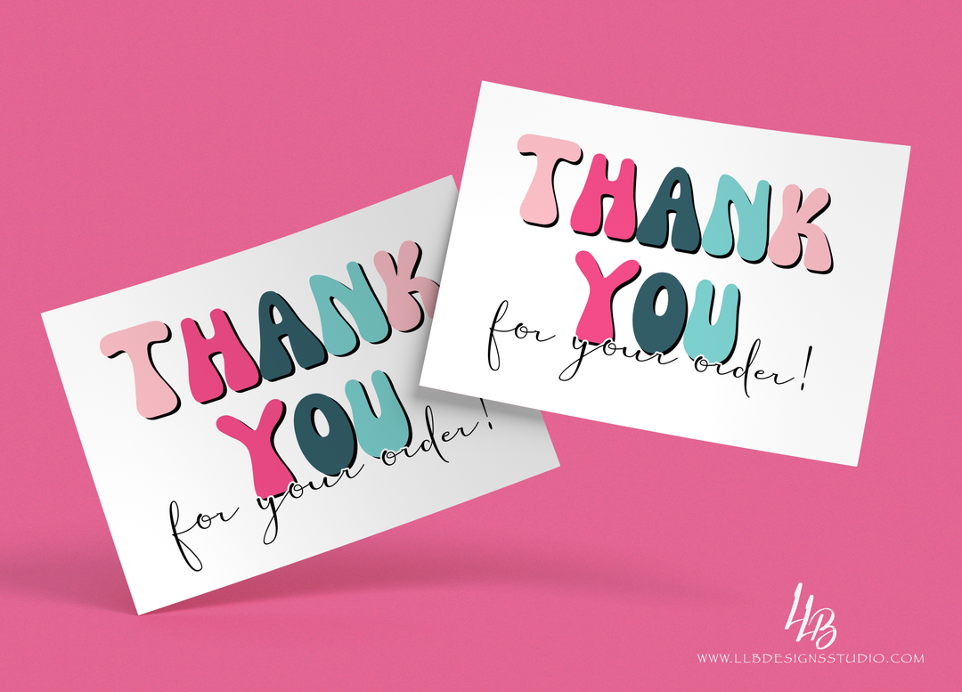 Packaging Insert  | Summer Retro - Thank You  |  SIZE 4 X 3 INCHES | Card Number: TY48 | Ready To Ship