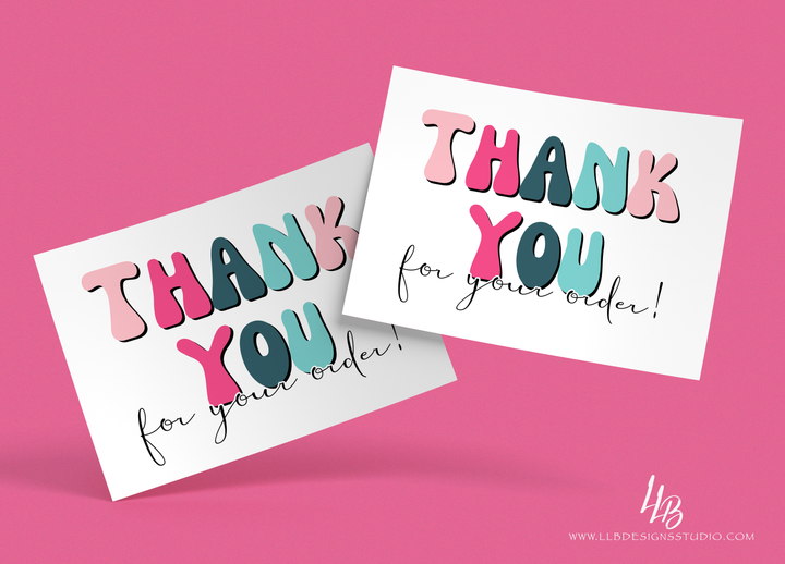 Packaging Insert  | Summer Retro - Thank You  |  SIZE 4 X 3 INCHES | Card Number: TY48 | Ready To Ship