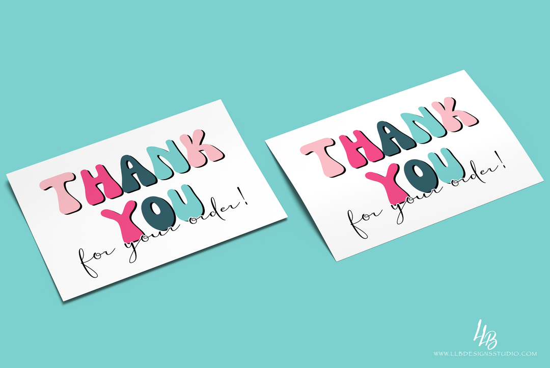 Packaging Insert  | Summer Retro - Thank You  |  SIZE 4 X 3 INCHES | Card Number: TY48 | Ready To Ship