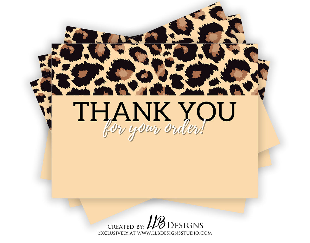 Packaging Insert  | Thank You For Your Order Cheetah  | SIZE 4 X 3 INCHES | Card Number: TY69 | Ready To Ship