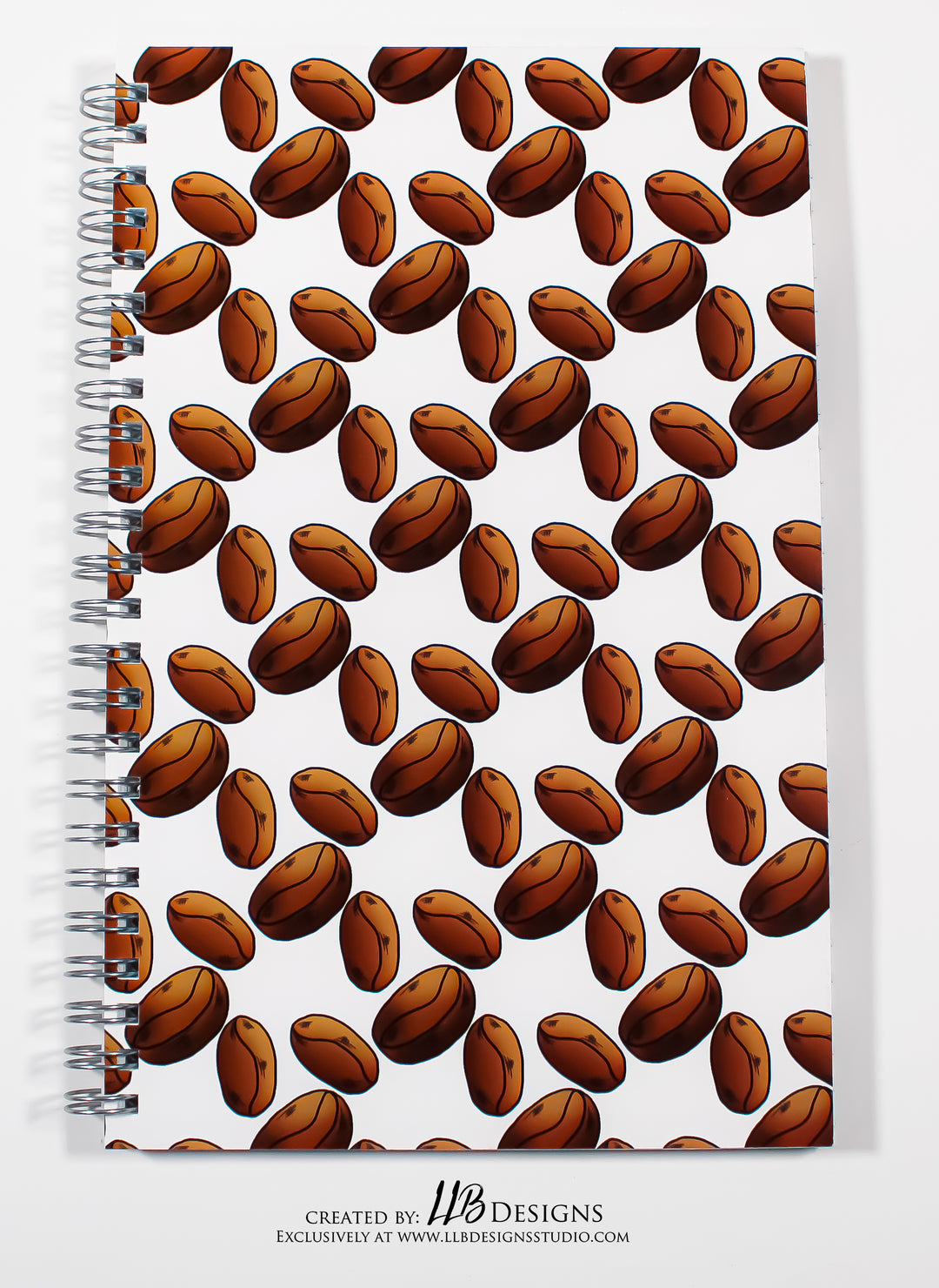 Spiral Lined Notebook | Coffee Bean Design | 8.5 x 5.5 | 80 Pages | SKU # NB0005
